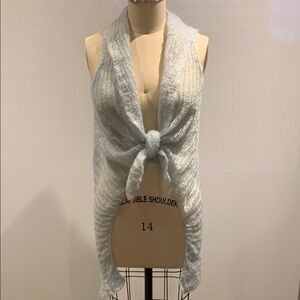 Light Blue Mohair Knit Sleeveless Cardigan